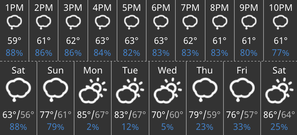 Easily see the hourly and daily forecast.